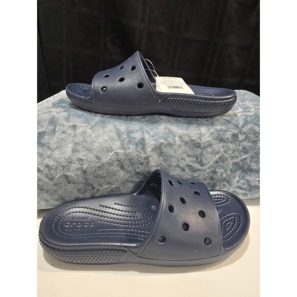 Crocs Unisex Classic Sandals Slide V2 Navy US Men's 7 Women's 9 - Picture 2 of 5